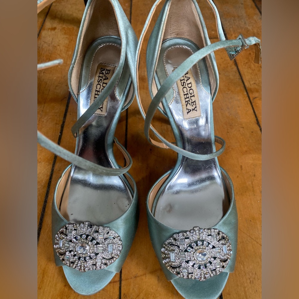 Badgley Mischka Bridal Pumps in Satin Icy Blue